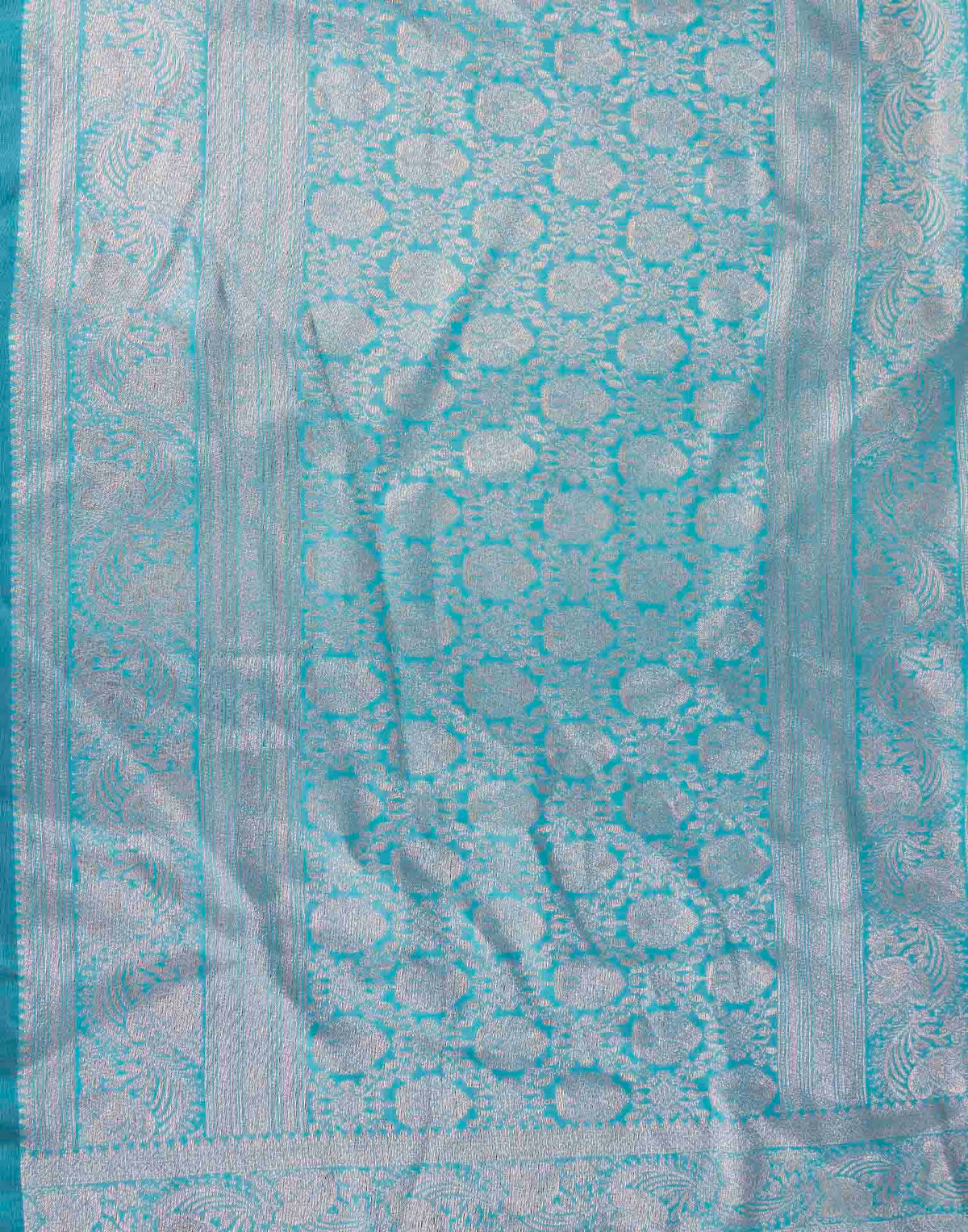 Sky Blue Silk Woven Banarasi Saree