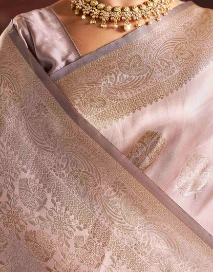 Dusty Grey Silk Woven Banarasi Saree