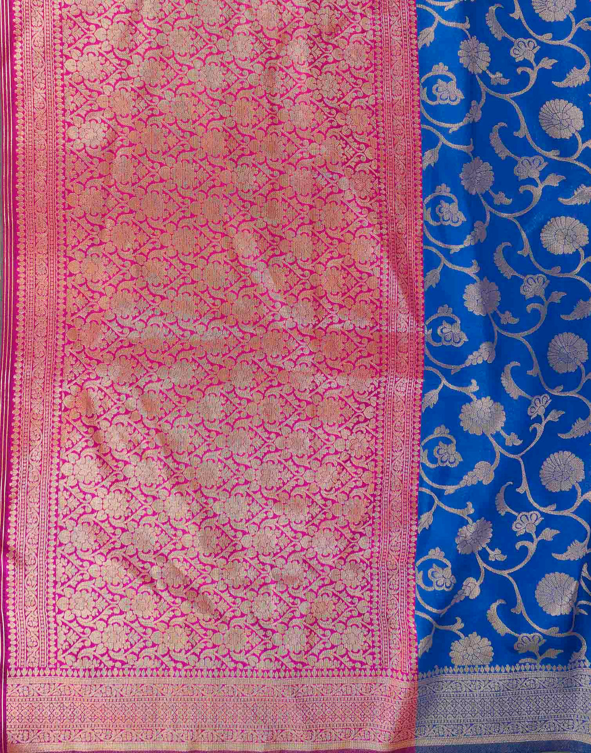 Dark Blue Silk Woven Banarasi Saree