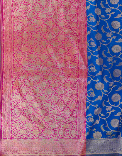 Dark Blue Silk Woven Banarasi Saree