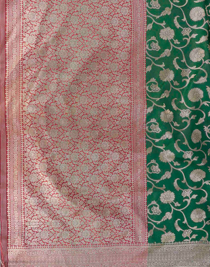 Dark Green Silk Woven Banarasi Saree