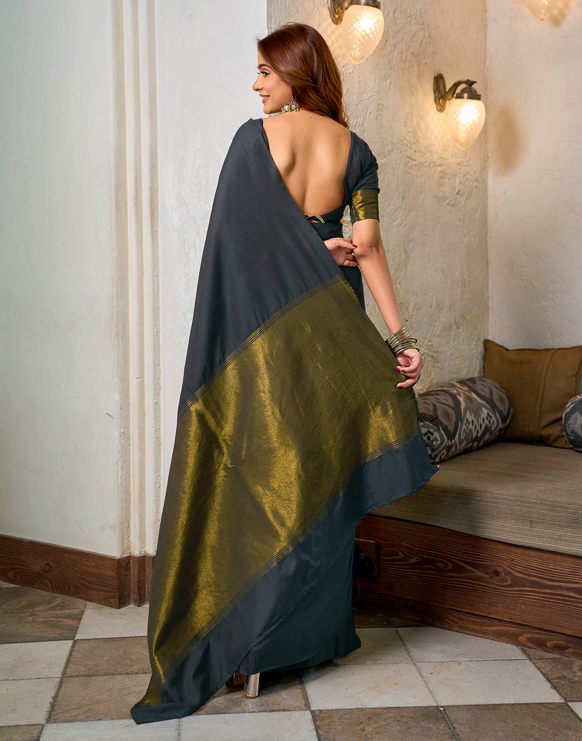 Purple Cotton Woven Kanjivaram Saree