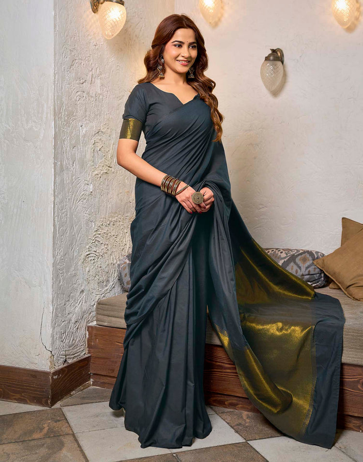 Purple Cotton Woven Kanjivaram Saree