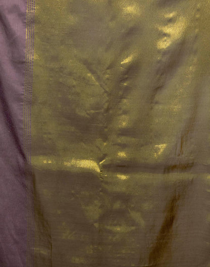 Wine Cotton Woven Kanjivaram Saree