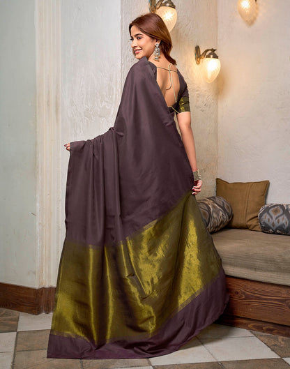 Wine Cotton Woven Kanjivaram Saree