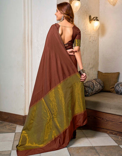 Maroon Cotton Woven Kanjivaram Saree