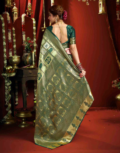 Pista Green Silk Woven Banarasi Saree