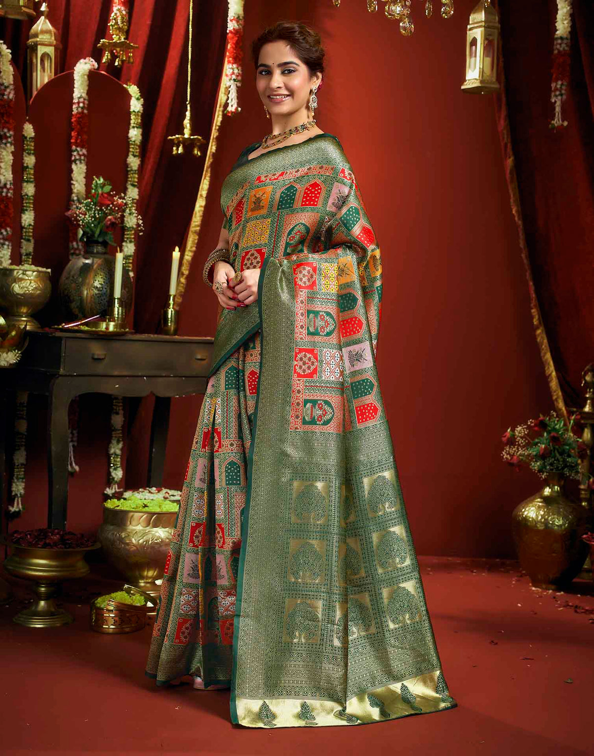 Multicoloured Silk Woven Banarasi Saree