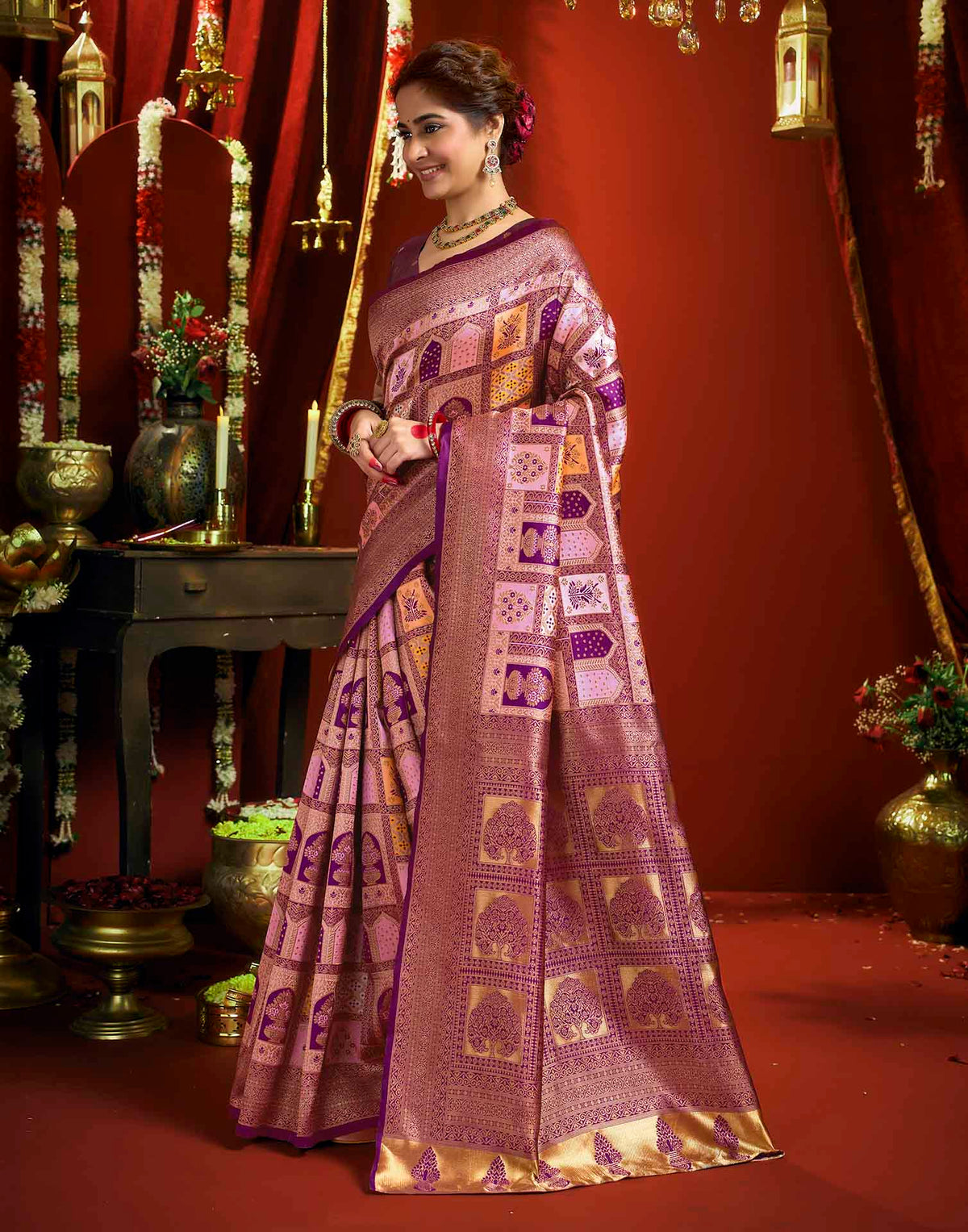 Light Purple Silk Woven Banarasi Saree