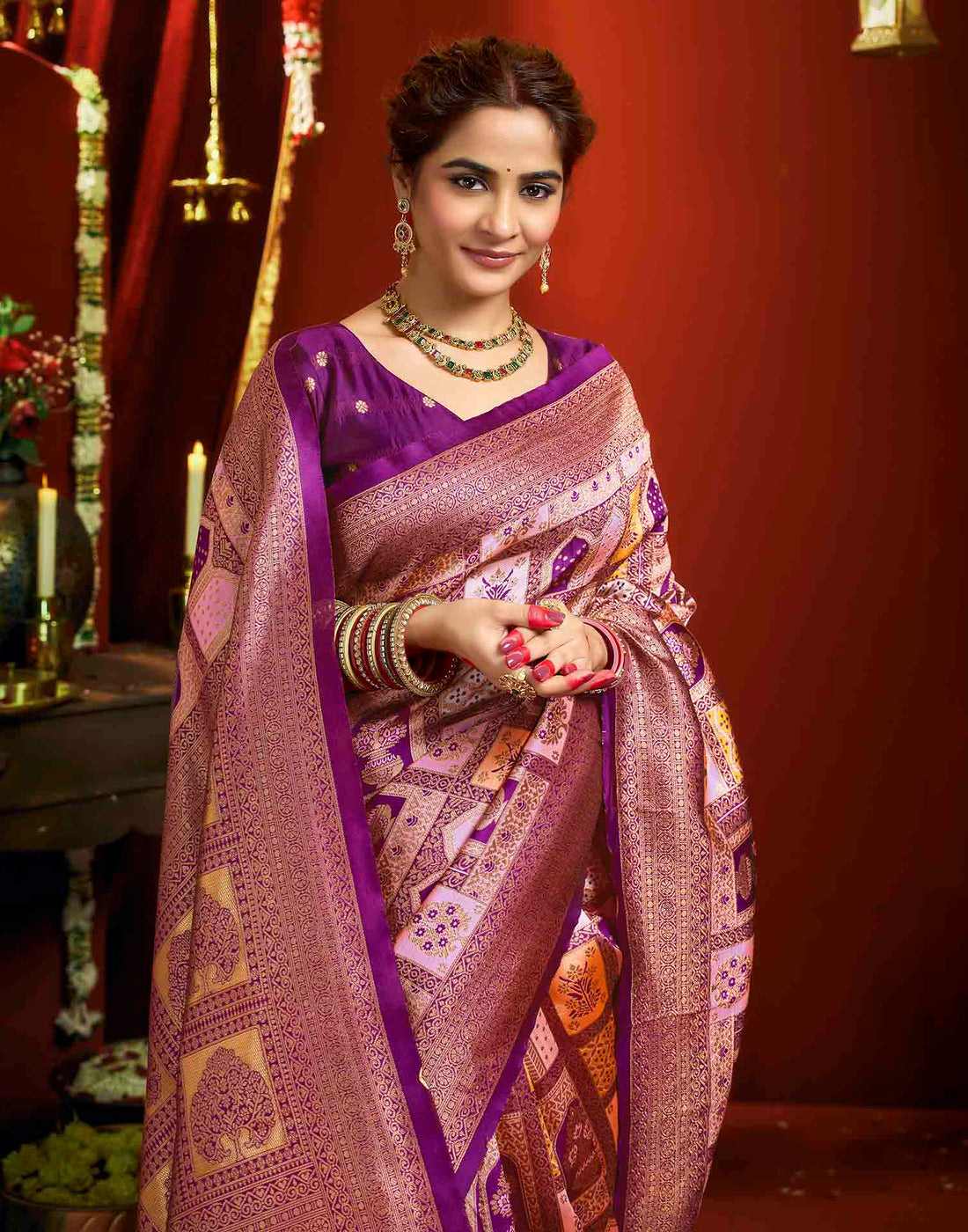 Light Purple Silk Woven Banarasi Saree