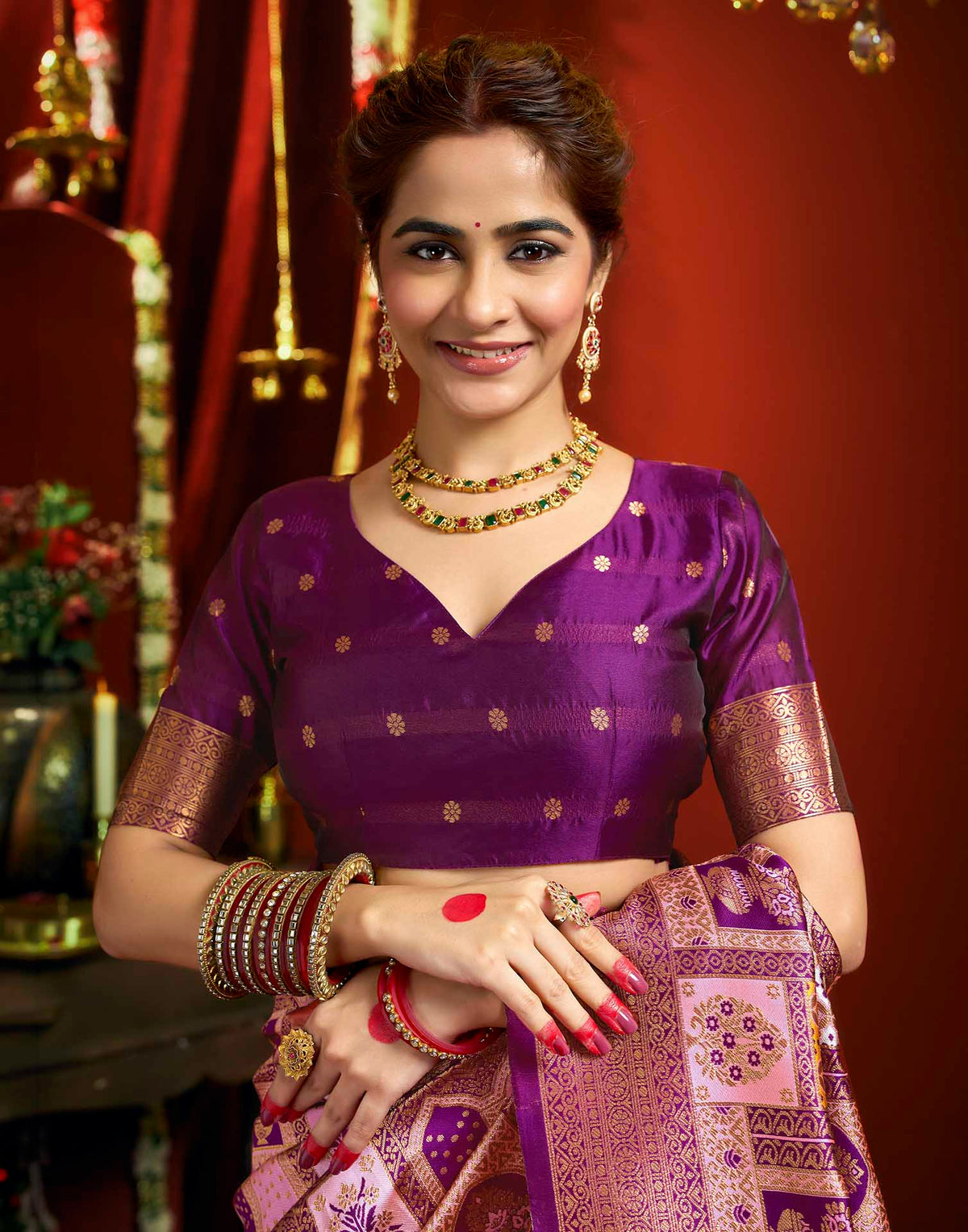 Light Purple Silk Woven Banarasi Saree