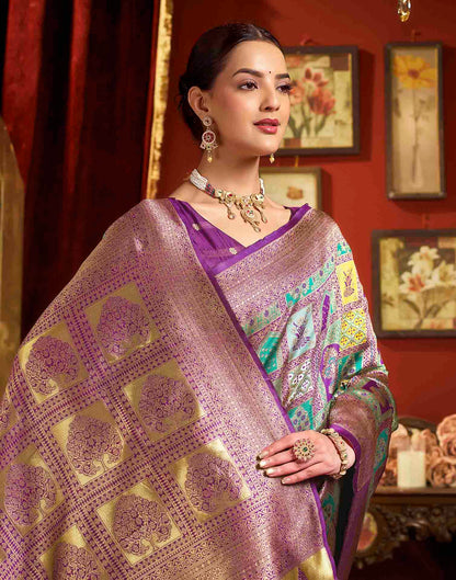 Multicoloured Silk Woven Banarasi Saree