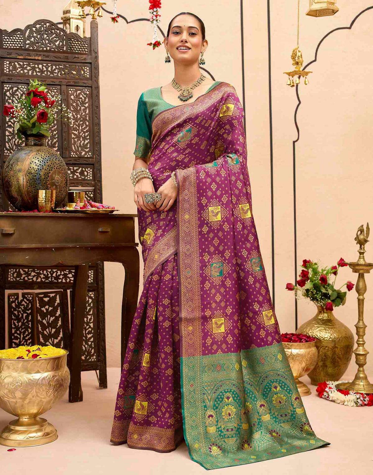 Deep Purple Silk Woven Banarasi Saree