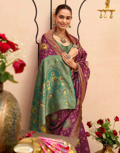 Deep Purple Silk Woven Banarasi Saree