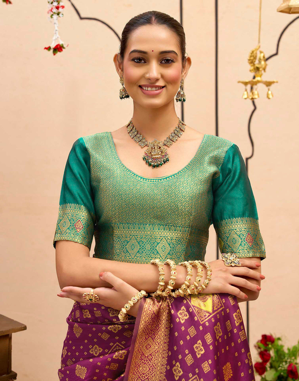 Deep Purple Silk Woven Banarasi Saree