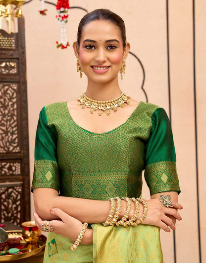 Pista Green Silk Woven Banarasi Saree