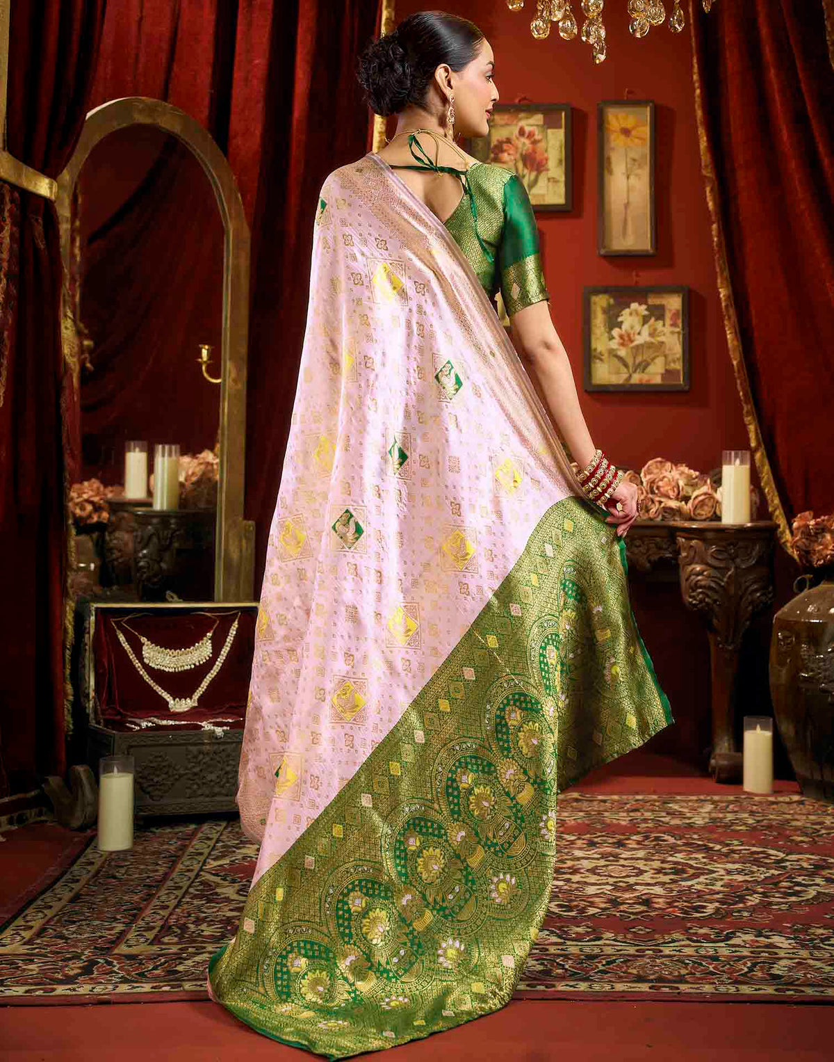 Light Pink Silk Woven Banarasi Saree