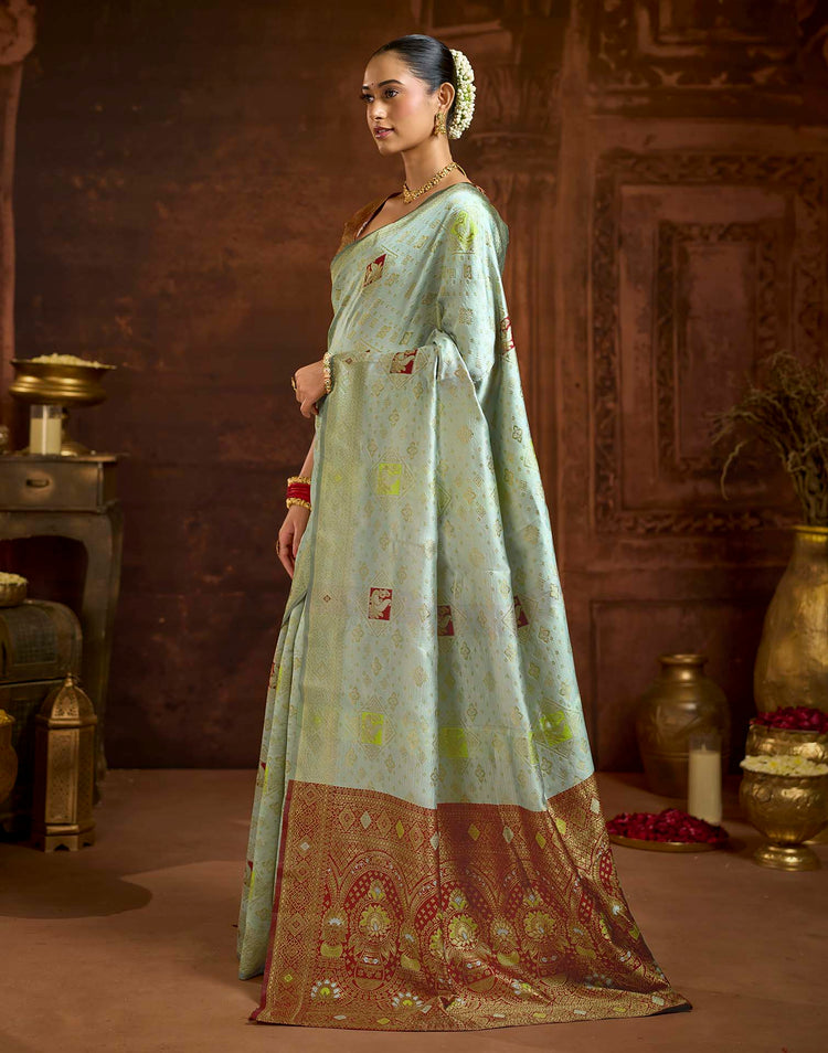 Light Blue Silk Woven Banarasi Saree