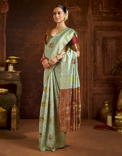 Light Blue Silk Woven Banarasi Saree