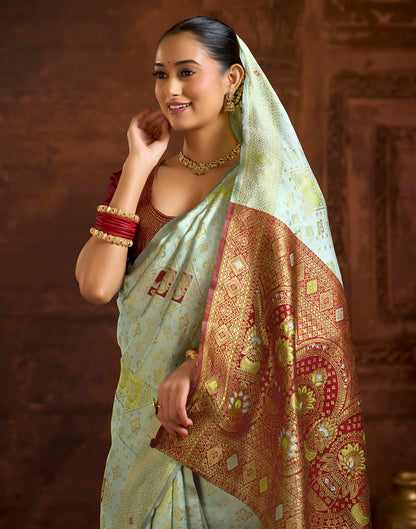 Light Blue Silk Woven Banarasi Saree