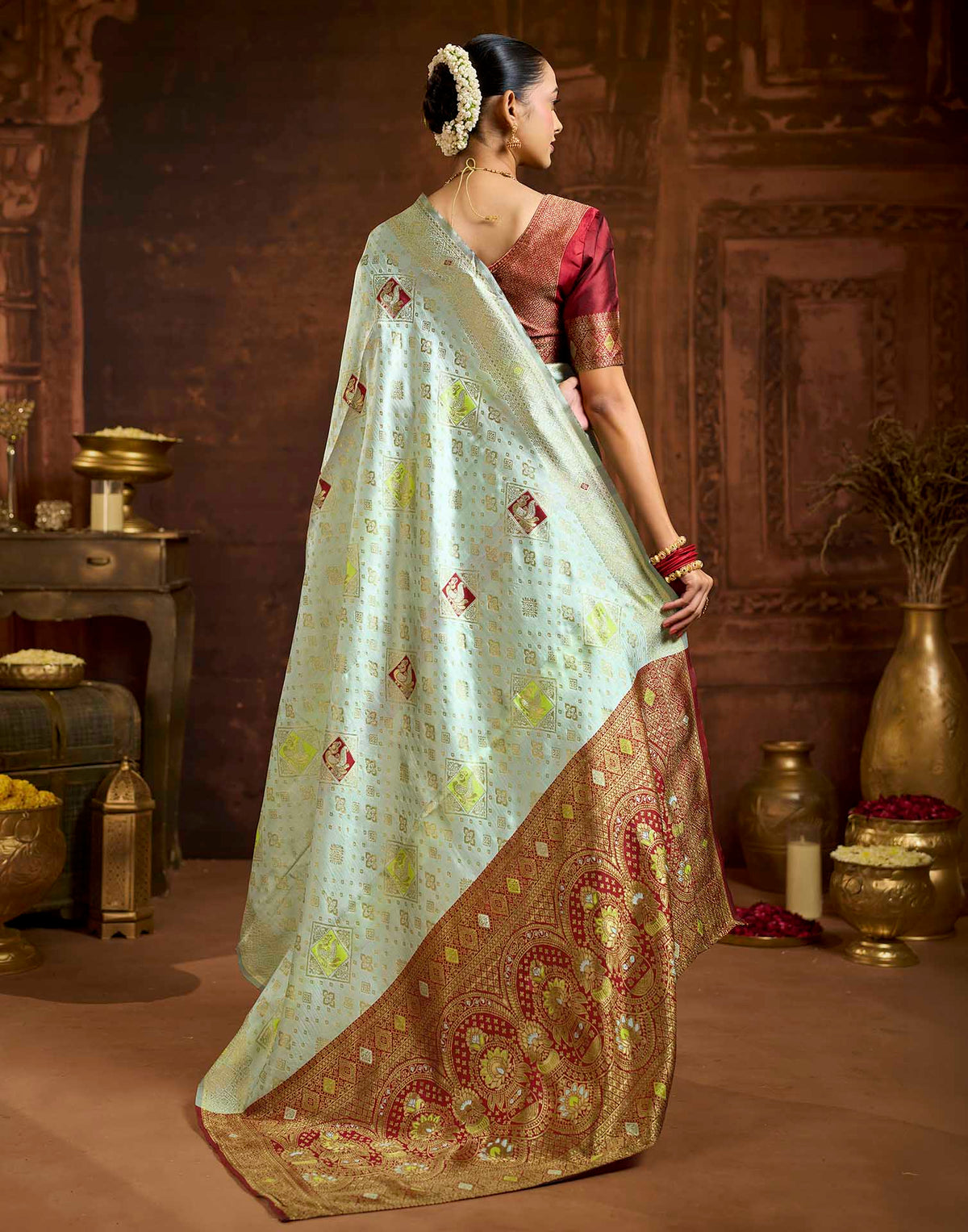 Light Blue Silk Woven Banarasi Saree