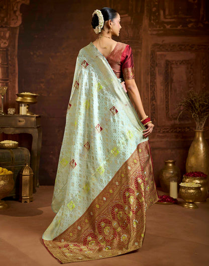 Light Blue Silk Woven Banarasi Saree