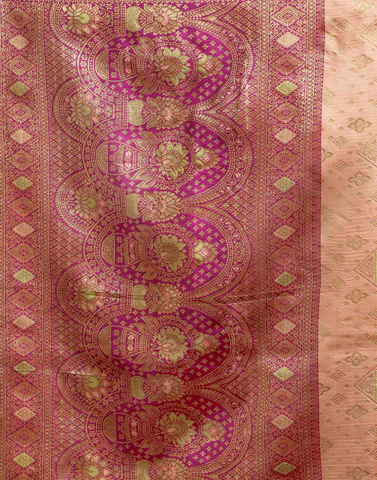 Peach Silk Woven Banarasi Saree
