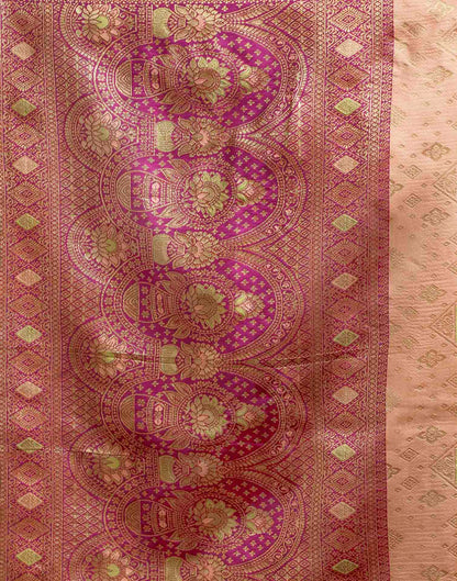 Peach Silk Woven Banarasi Saree
