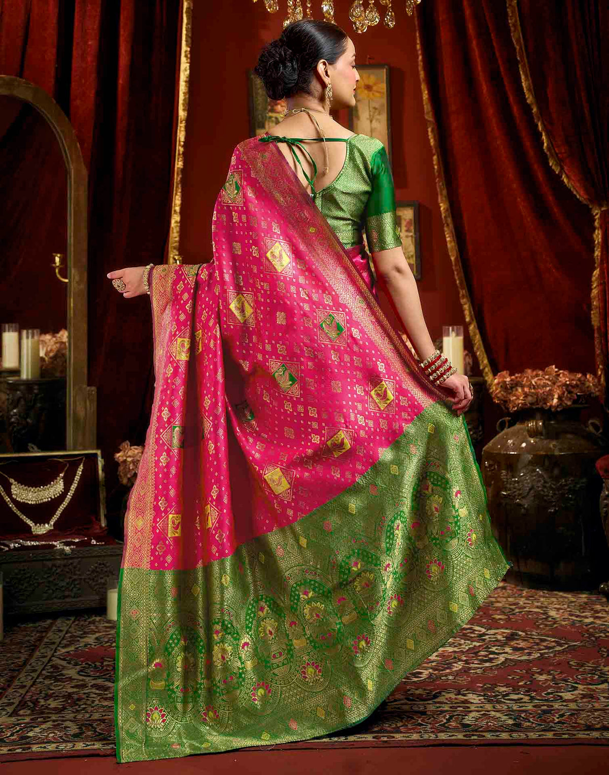Rani Pink Silk Woven Banarasi Saree