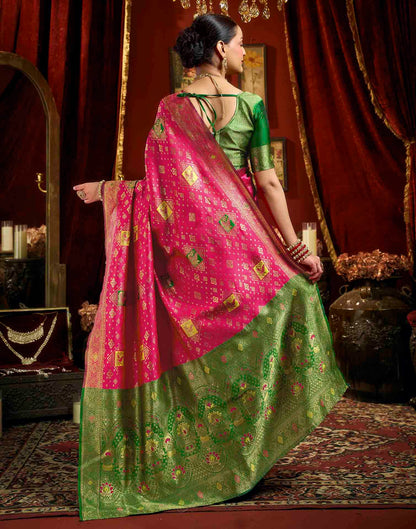 Rani Pink Silk Woven Banarasi Saree