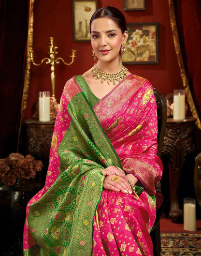 Rani Pink Silk Woven Banarasi Saree