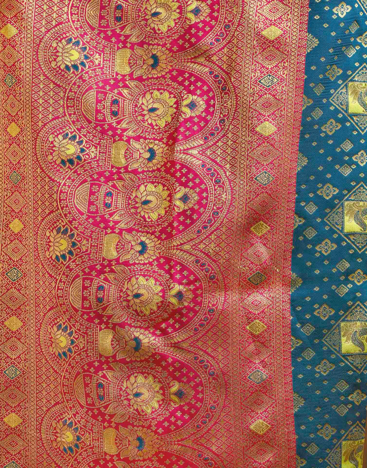 Peacock Blue Silk Woven Banarasi Saree