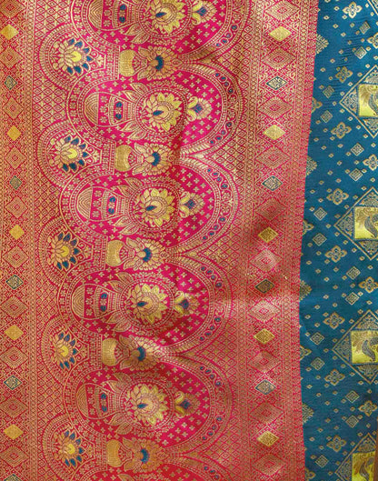 Peacock Blue Silk Woven Banarasi Saree