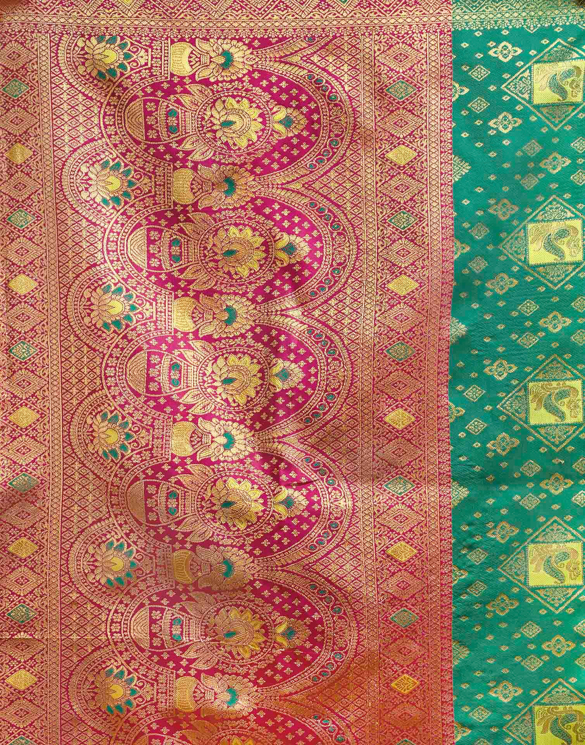 Turquoise Silk Woven Banarasi Saree