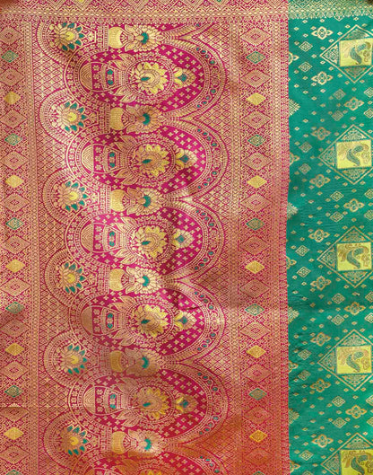 Turquoise Silk Woven Banarasi Saree