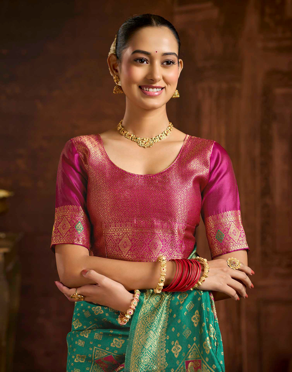Turquoise Silk Woven Banarasi Saree