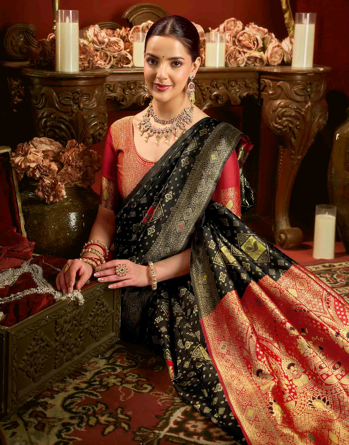 Black Silk Woven Banarasi Saree