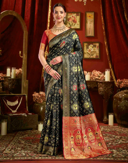 Black Silk Woven Banarasi Saree