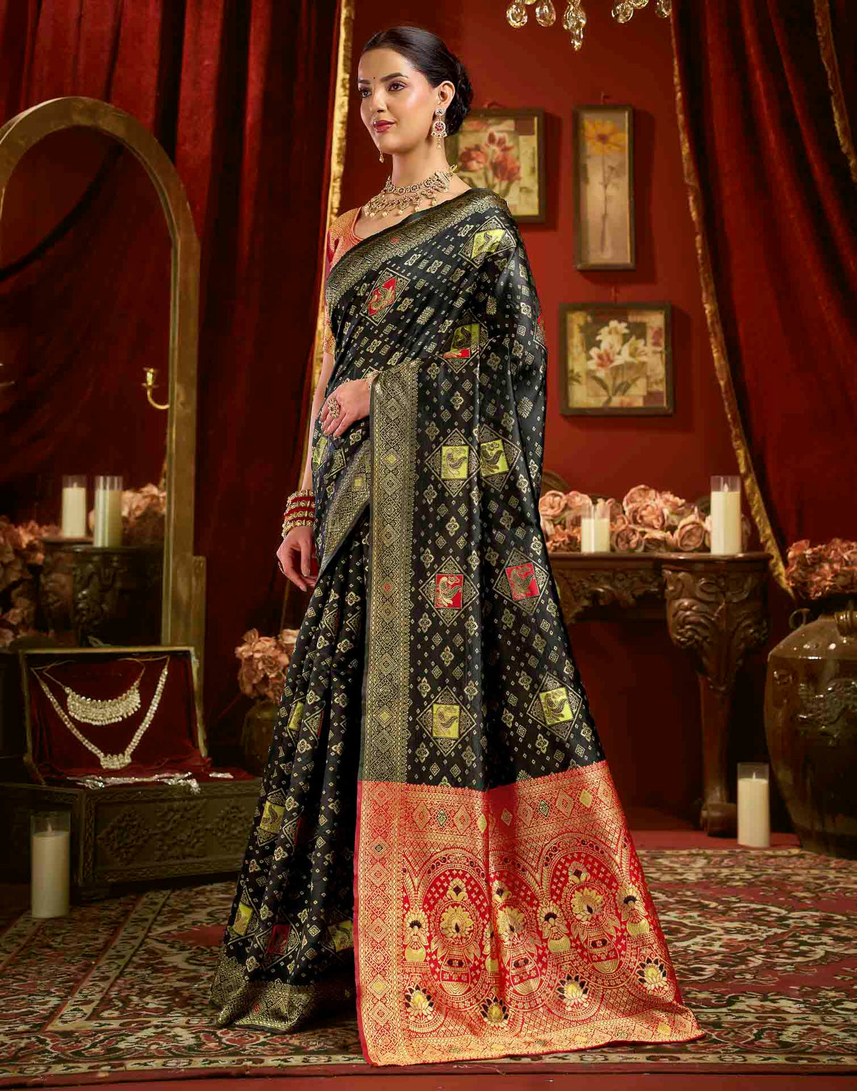 Black Silk Woven Banarasi Saree