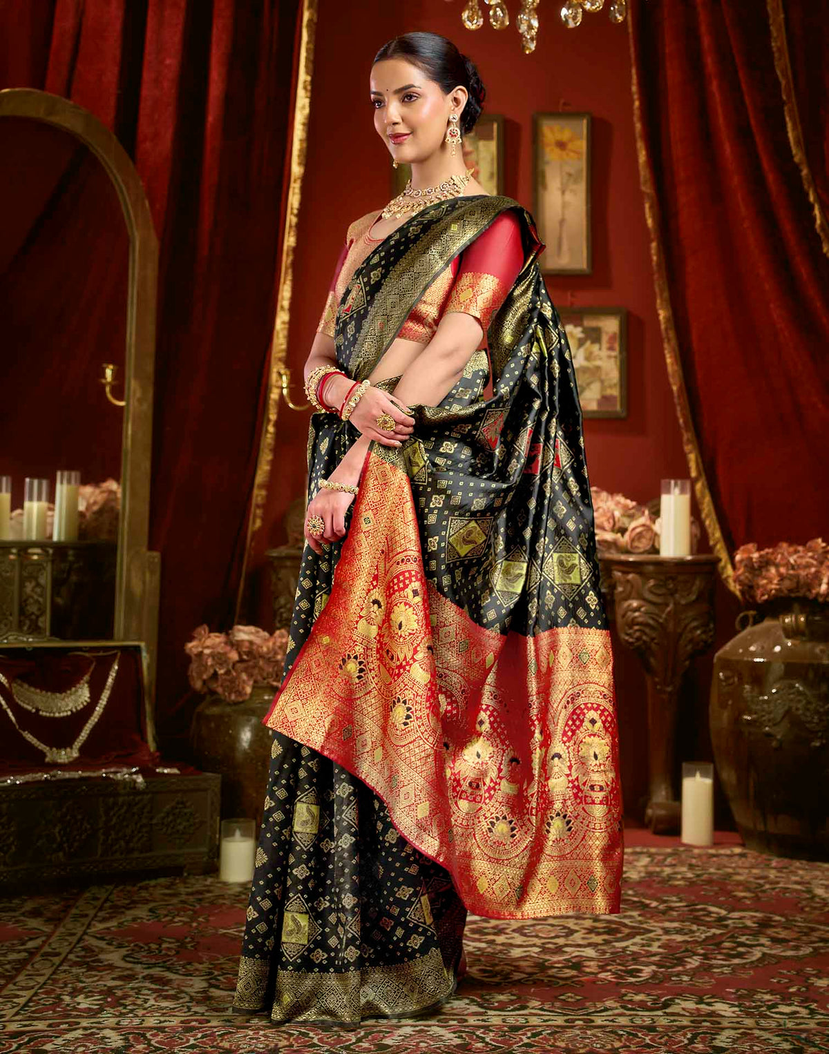 Black Silk Woven Banarasi Saree