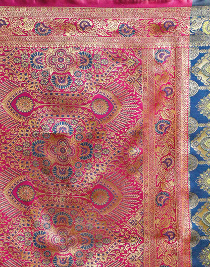 Peacock Blue Silk Woven Banarasi Saree