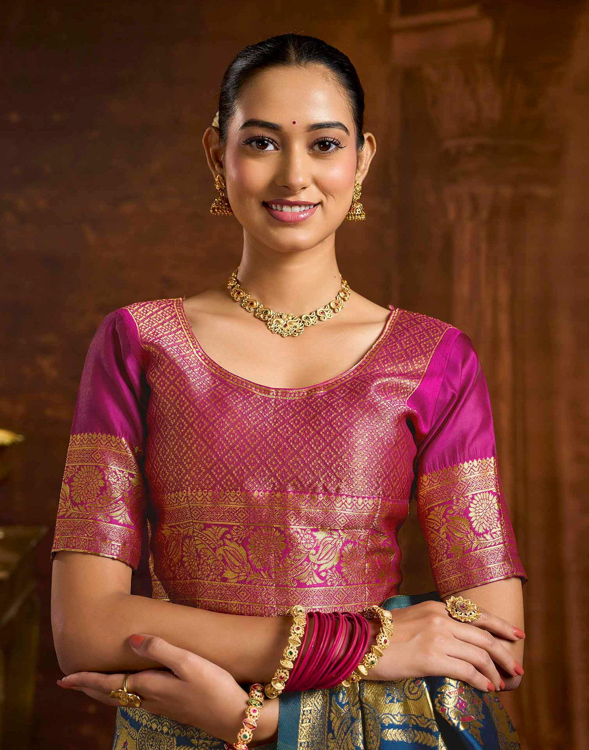 Peacock Blue Silk Woven Banarasi Saree