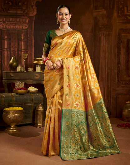 Turmeric Yellow Silk Woven Banarasi Saree