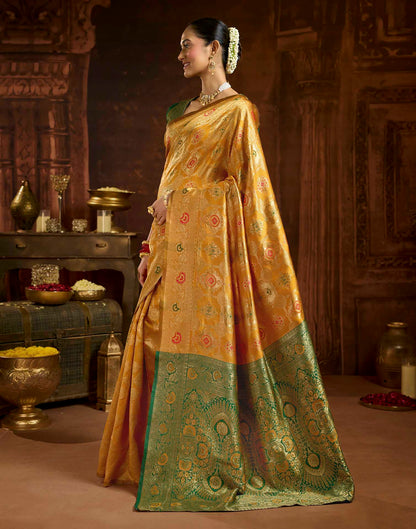 Turmeric Yellow Silk Woven Banarasi Saree