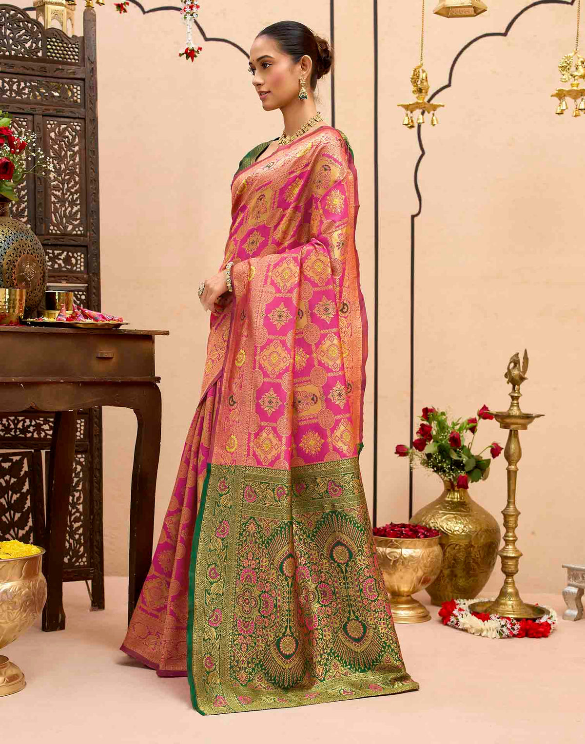 Light Pink Silk Woven Banarasi Saree
