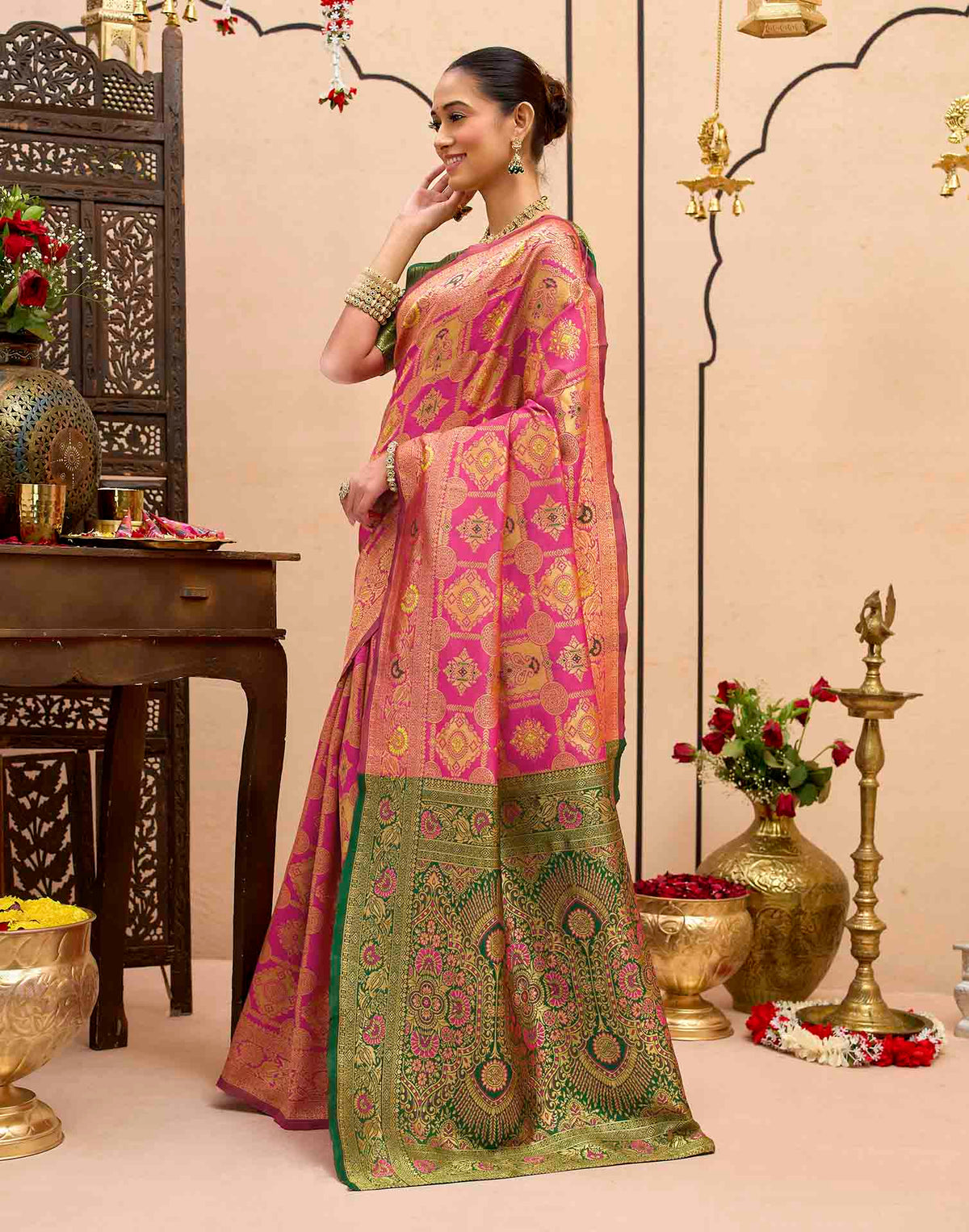 Light Pink Silk Woven Banarasi Saree
