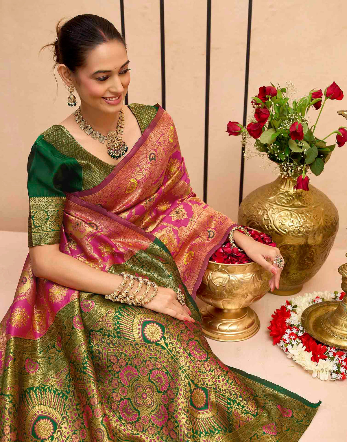 Light Pink Silk Woven Banarasi Saree