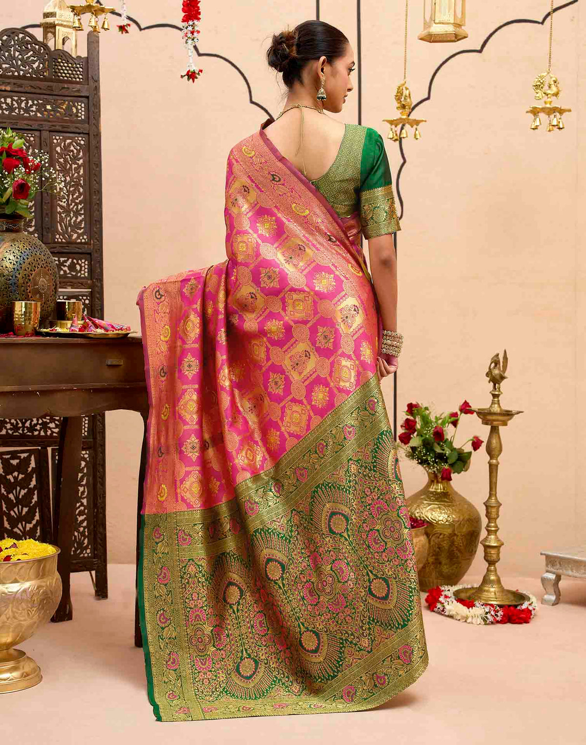 Light Pink Silk Woven Banarasi Saree