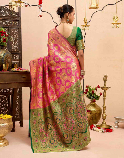 Light Pink Silk Woven Banarasi Saree