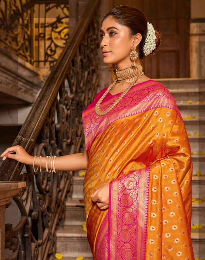 Turmeric Yellow Silk Woven Banarasi Saree